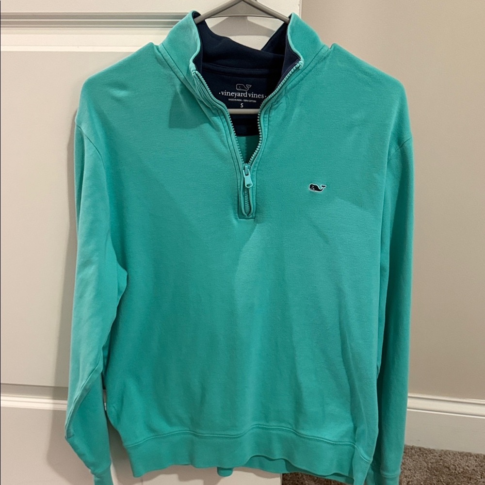 Vineyard Vines Men's Aqua Zip-Up Sweater